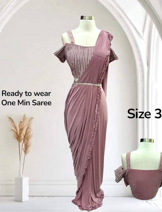 Beautiful One Minute saree/Ready to wear party wear Saree available in size 36.