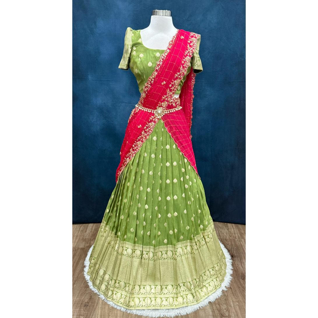 Gorgeous tissue half Saree Lehenga size 32/34 for teens langa voni Partywear dress wedding half Saree function steady to ship USA