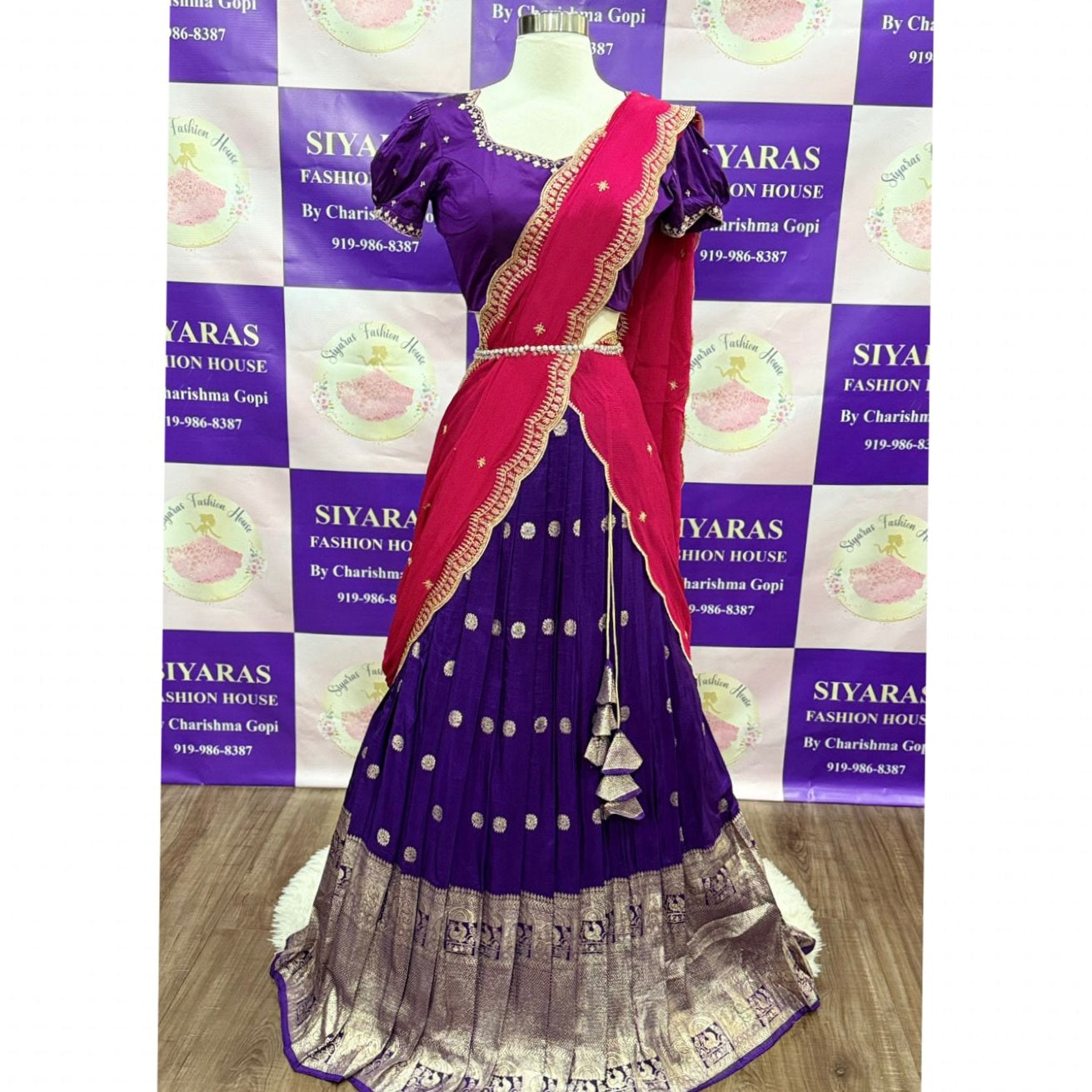 Gorgeous Customized Tissue Half Sarees with Maggam work/Hand work blouse for Teens/Adults. Available in size 34 to 38
