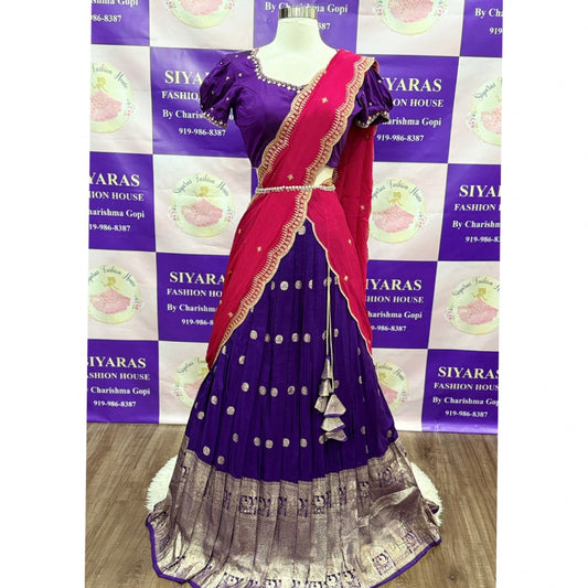 Gorgeous Customized Tissue Half Sarees with Maggam work/Hand work blouse for Teens/Adults. Available in size 34 to 38