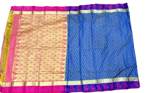 Silk Saree with blouse piece attached gift saree  blouse unstitched.with rich Pallu
