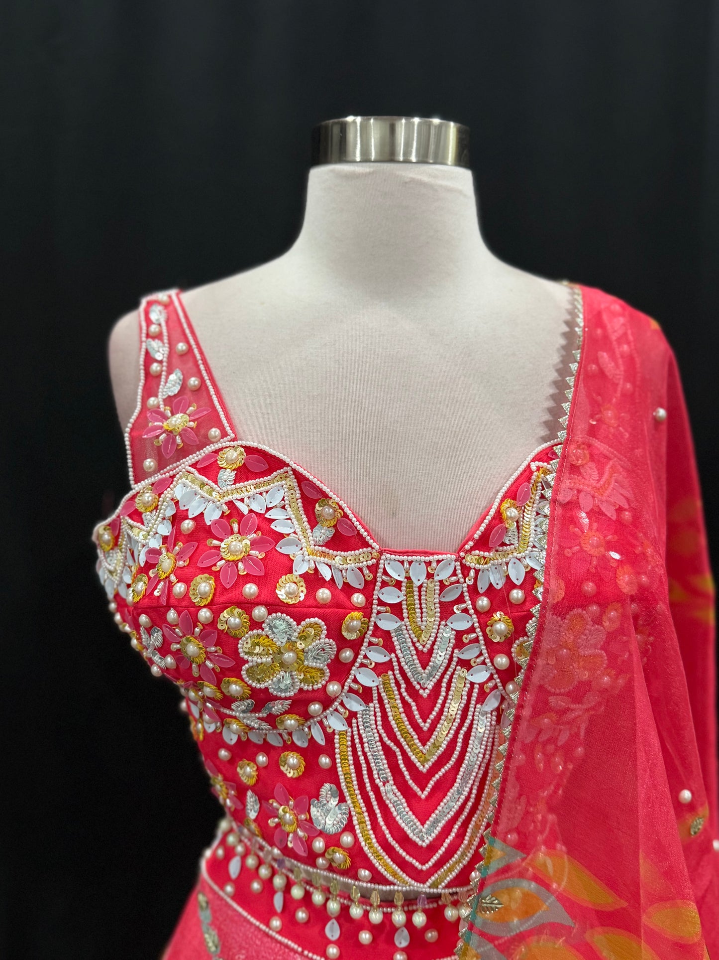 Luxury IndoWestern lehanga featuring exquisite handcrafted embellishments wedding/ Party wear collection . Available in size 38