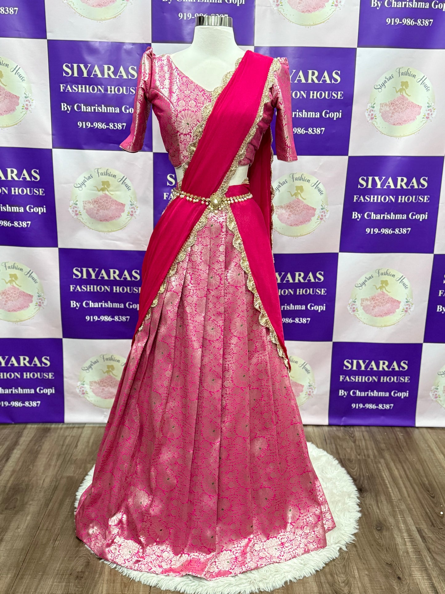 Beautiful customized Banarasi silk lehenga. Perfect for all occasions. Wedding/ Half Saree/ Festival. Available in size 36