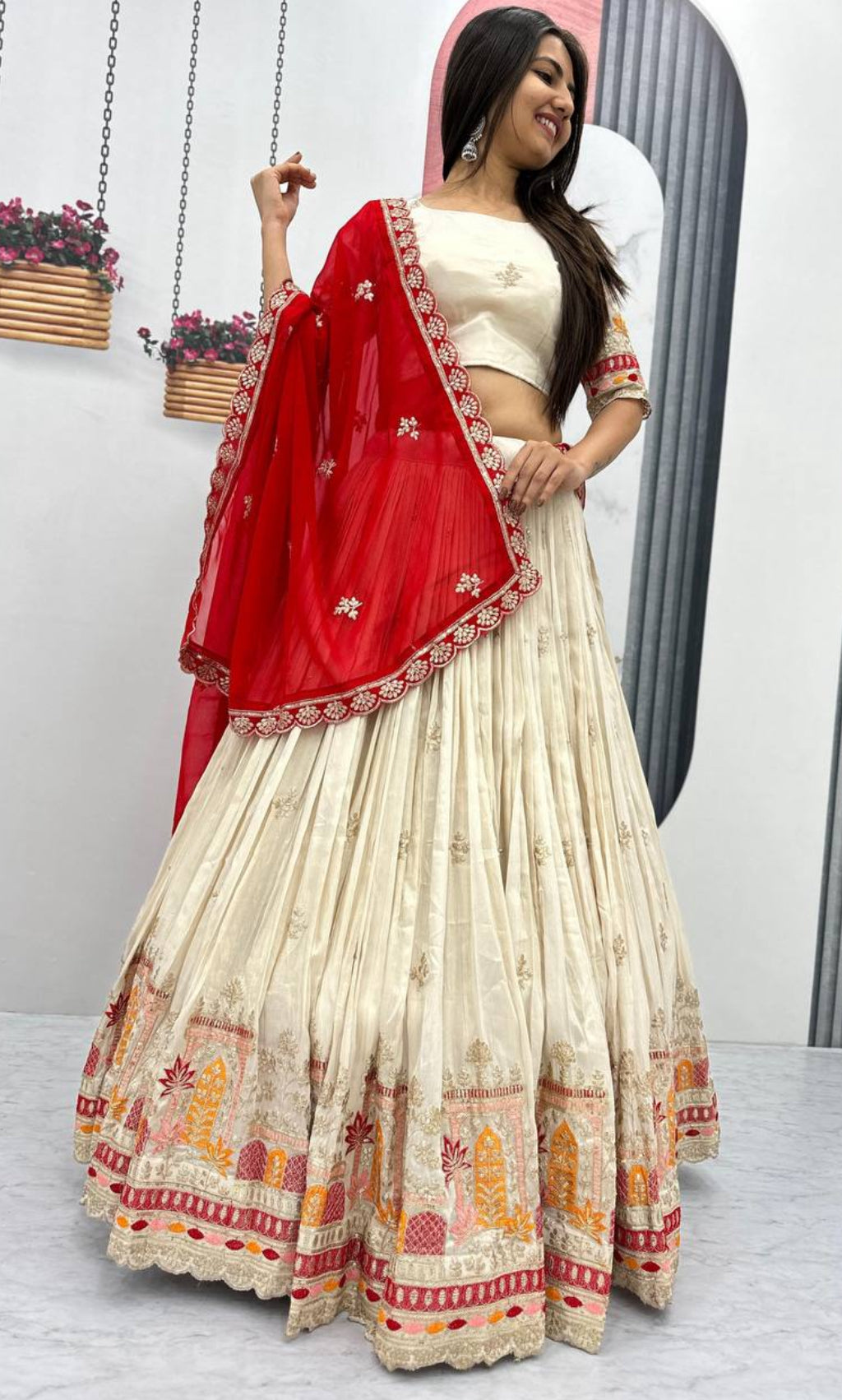 Elegant Off White Banarasi Tissue Silk Wedding Lehenga Choli – Heavy Embroidery & Sequin Work – Size Medium 38 , chaniya choli, ready to ship usa (Copy)