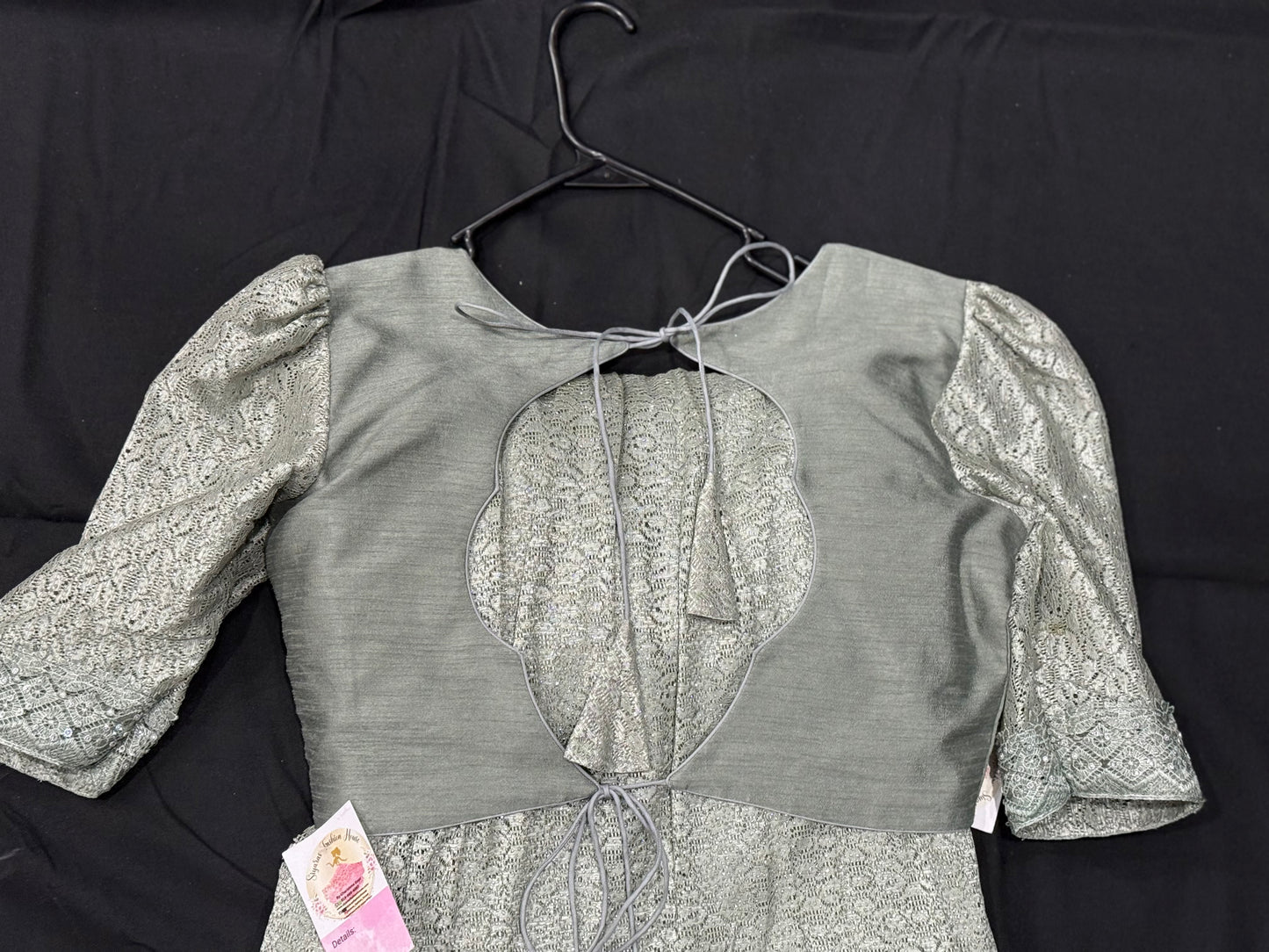 Beautiful pastel green partywear shimmering saree stitched blouse stone and lace  wedding reception cocktail partywear saree size 38 to 42