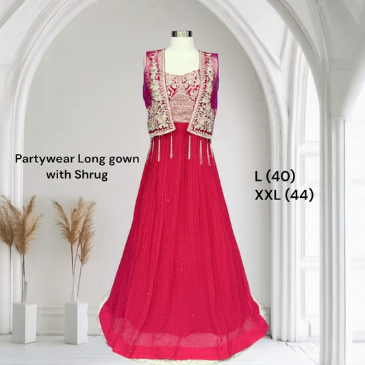 Crafted with shimmering stone & sequin detailing, this flowy floor-length gown exudes sheer elegance and charm. Perfect for weddings, receptions, and festive parties 🎉

Size: Large 40 and XXL 44