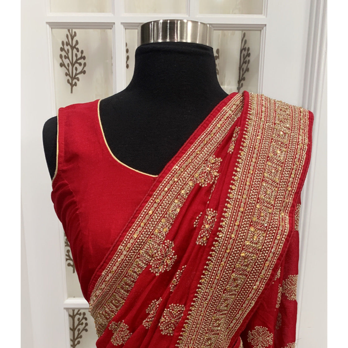 Trendy Partywear Georgette Saree with stitched blouse 36-40