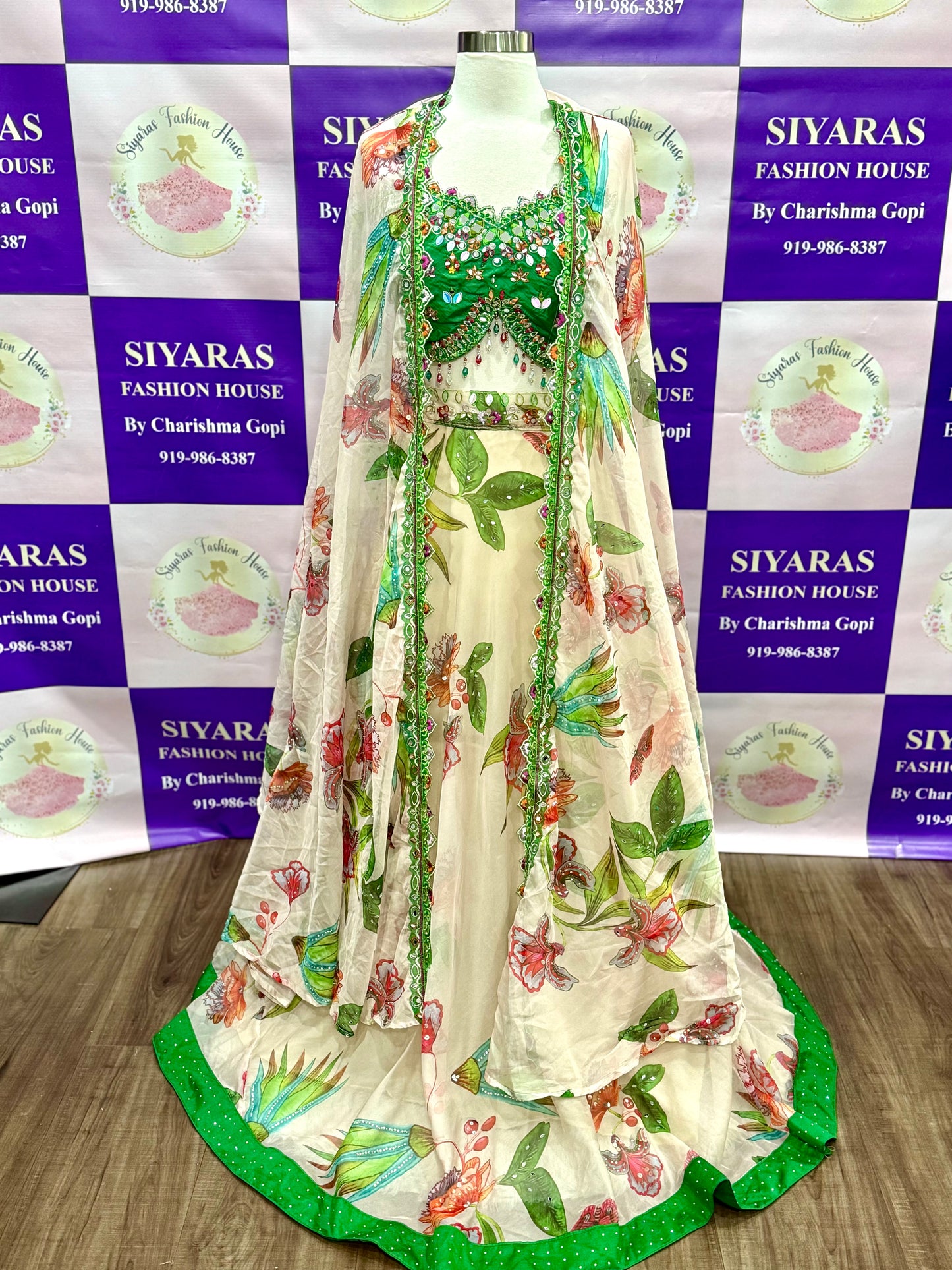 Gorgeous Floral Partywear Mirror work Lehanga  size 40.