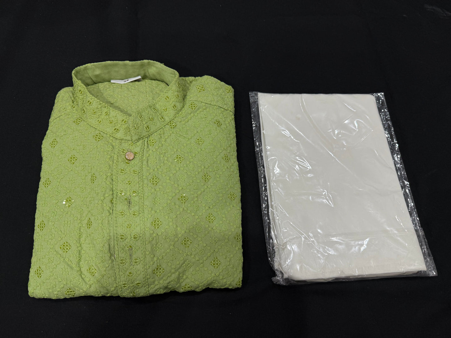 Beautiful Mens Pastel green Chikankari kurta. Available in size - Small (36) and Medium (38)