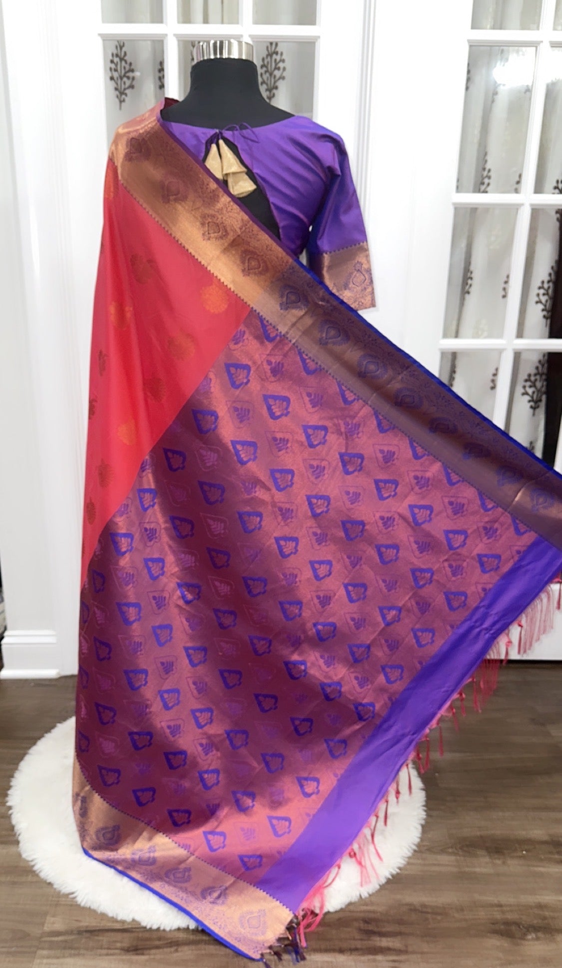 Elegant Kanchi Pattu saree with stitched blouse size 40 upto 44