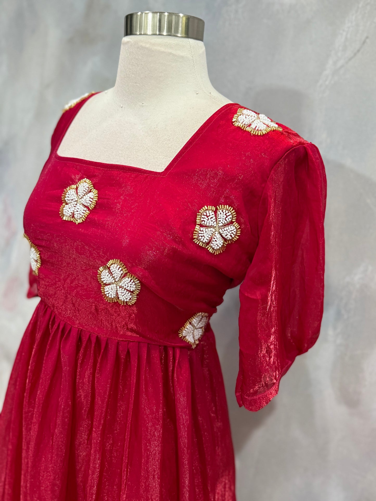 Beautiful Partywear / summer gown Fendi silk beads embroidery size 38 and 42 flair 7 mtr