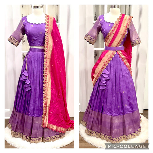 😍Beautiful Banarasi silk half saree/ traditional lehenga ready available in size 36,38 and 40😍