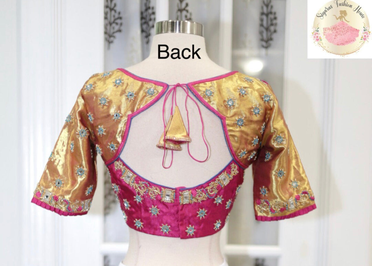 Pink pattu Lehenga | Maggam work blouses, Lehenga designs, Work blouse