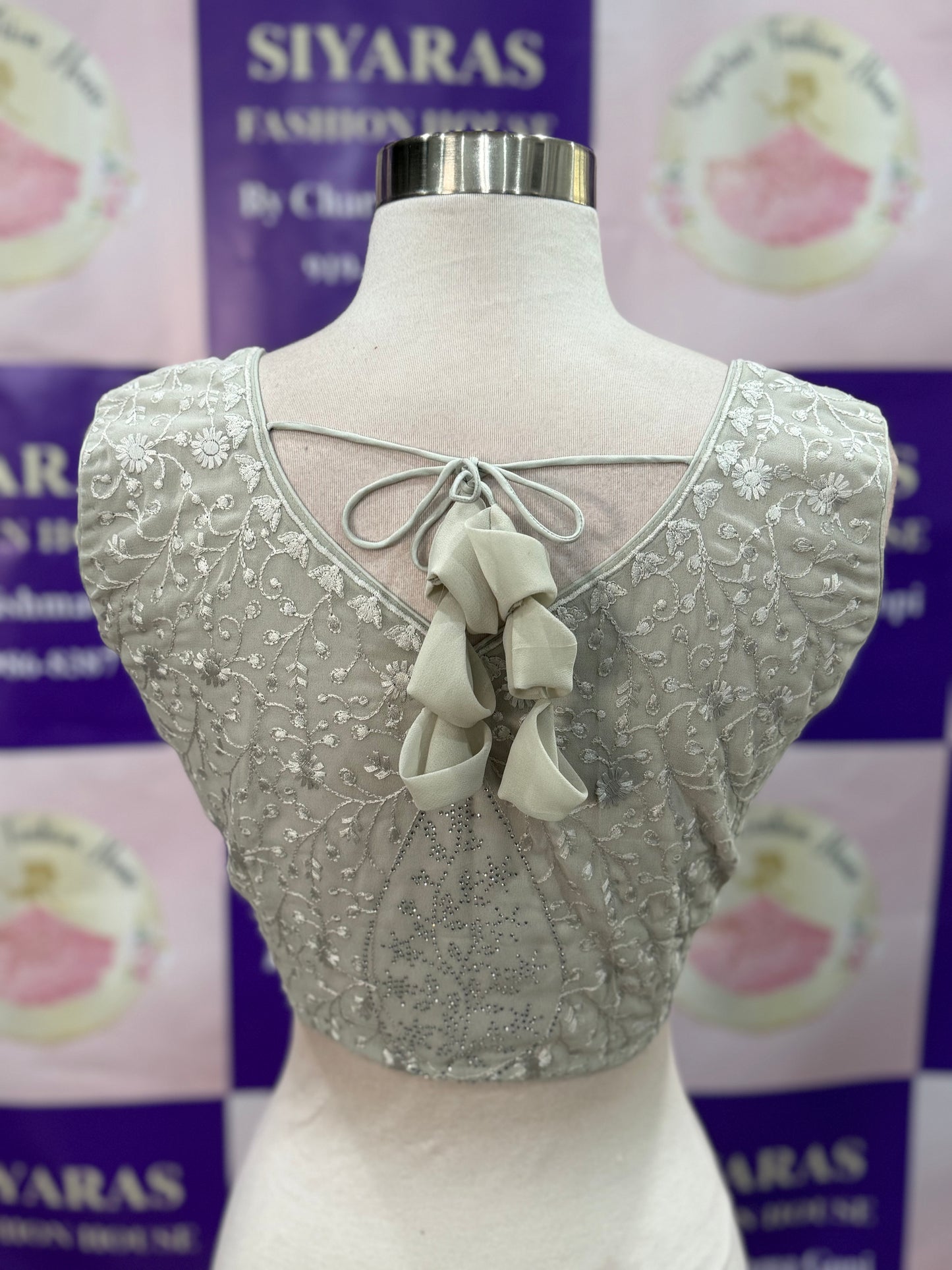 Gorgeous Partywear Georgette Saree with Stitched blouse size 36 thread work and stone work