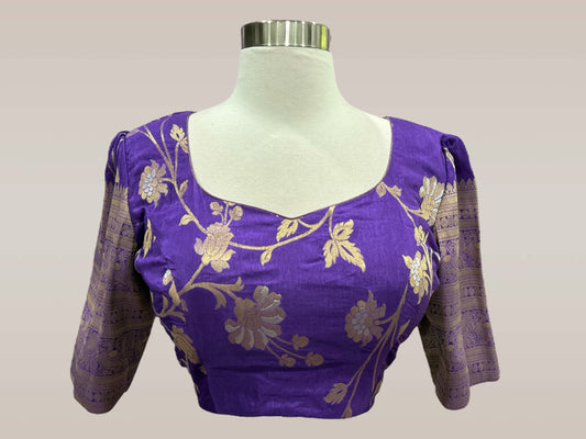 Traditional Purple Half Saree with Golden Zari Work | Elegant Ethnic Wear | Wedding & Festive Outfit | Size 40