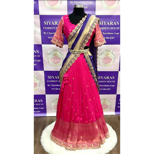 Beautiful Banarasi Soft Silk half saree customized for any festival occasion ❤️.