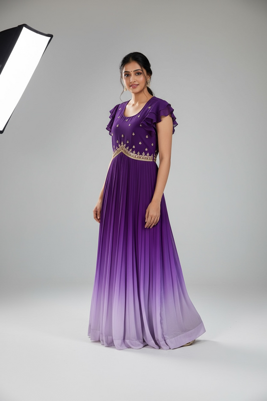 Gorgeous flowy Georgette Partywear long gown size 36