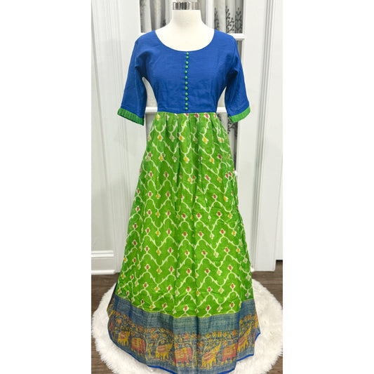 Traditional Ikkat Cotton silk Long gown