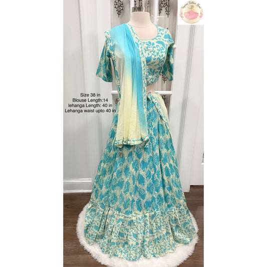 Floral print Chaniya Choli full gher 6mts Navratri season Partywear Dress