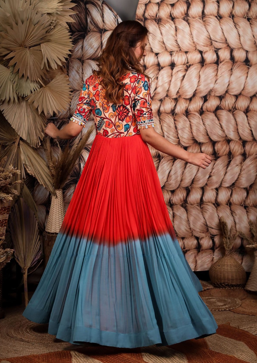 Stunning Alia cut Kalamkari Hand Embroidered Georgette Long Gown Dress