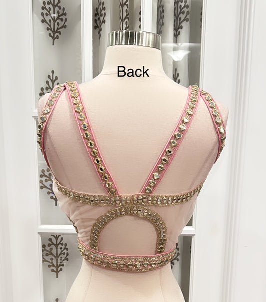 Gorgeous Mirror work pink Lehanga Choli for Grand Partywear Wedding/ reception dress