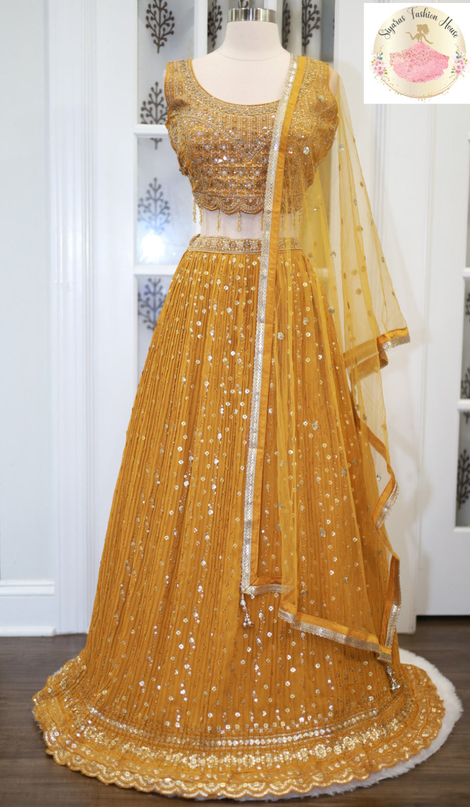 Beautiful Lehanga in Georgette fabric with heavy Sequence embroidery and Net Dupatta