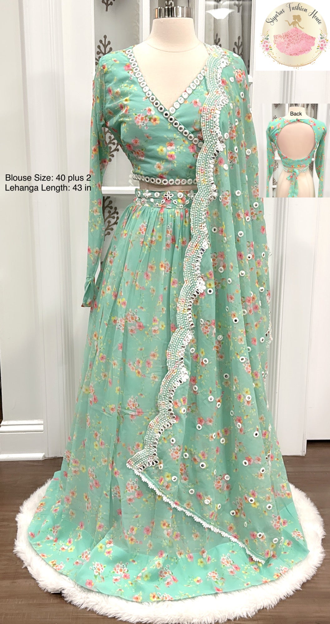 Beautiful trendy pastel color Lehanga with criss cross blouse with Dupatta