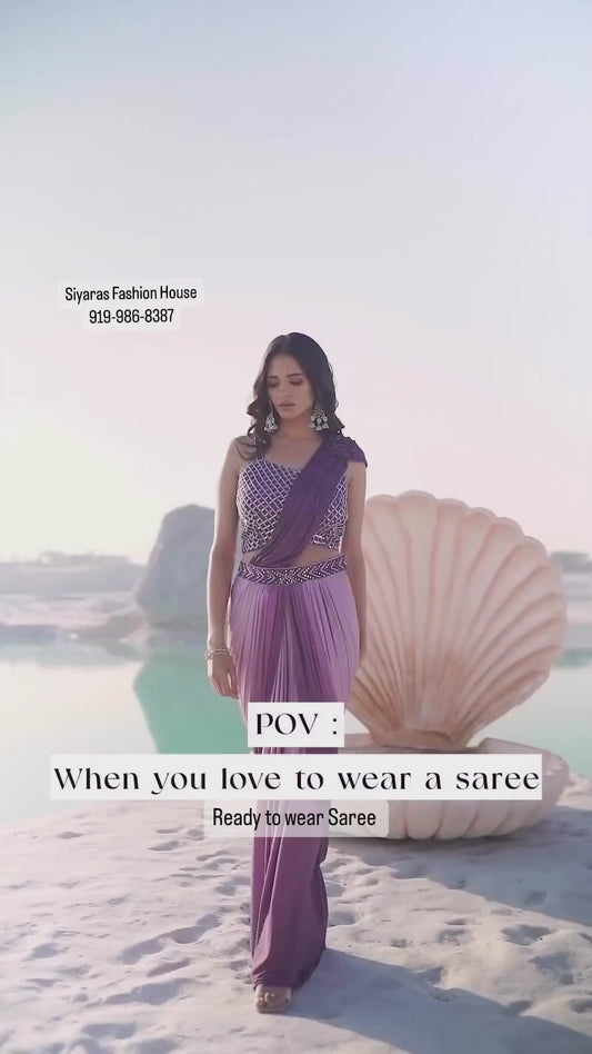 Drape Style Saree/Lehanga Dress with mirror work Top