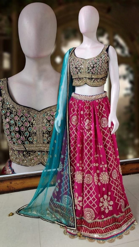 Wedding Lehanga set with heavy multi color zardosi and sequin work
