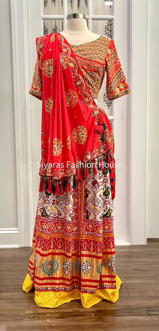 Fully Stitched Full Flair Chaniya Choli  Butter Silk Printed and Real Work with Dupatta