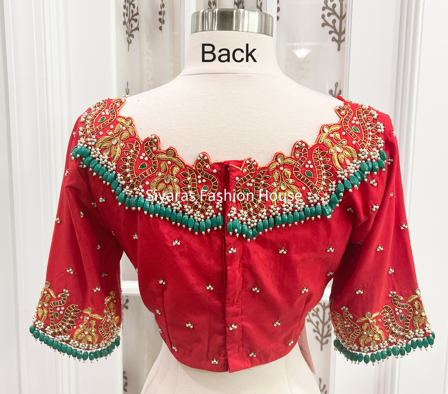 Beautiful Handmade Heavy Aari/Maggam Work Blouse in Kutch Design, Fully stitched and ready to ship