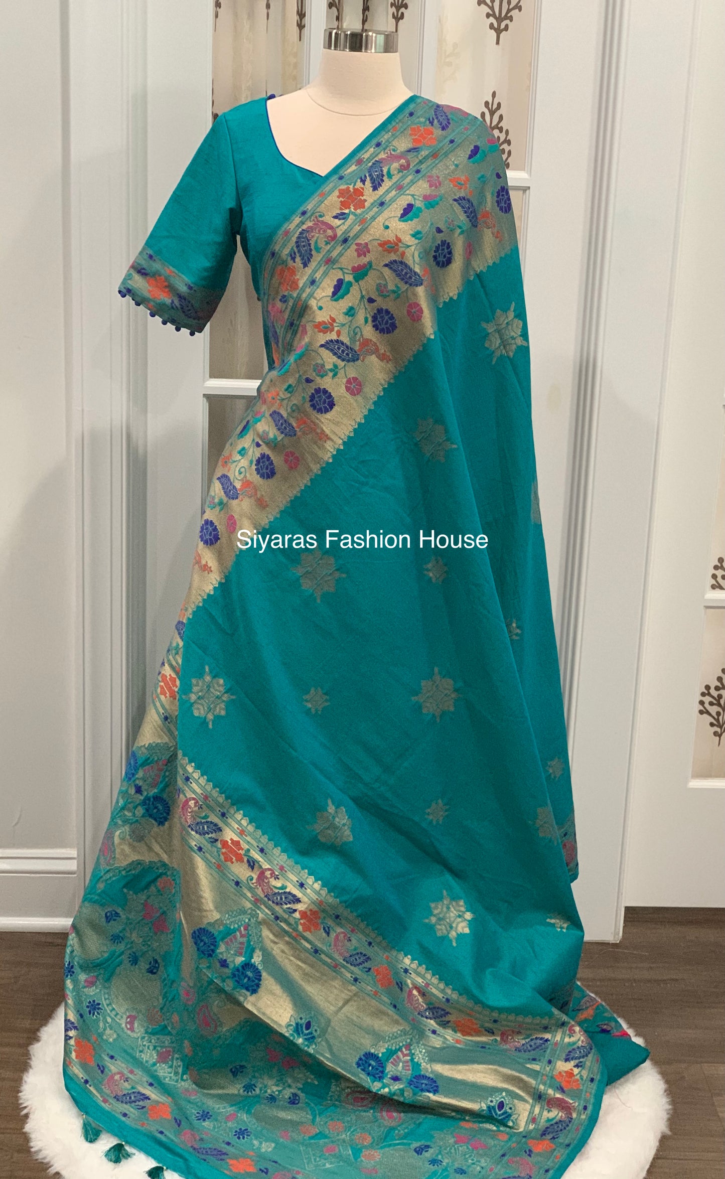 Silk Saree with Paithani Border comes with Stitched blouse