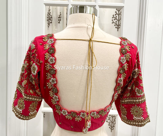 Beautiful HandMade Maggam/Aari work Blouse fully stitched for Function/PartyWear