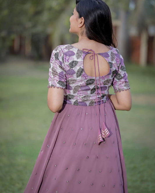 Gorgeous Lavender Long Dress with scallop design
