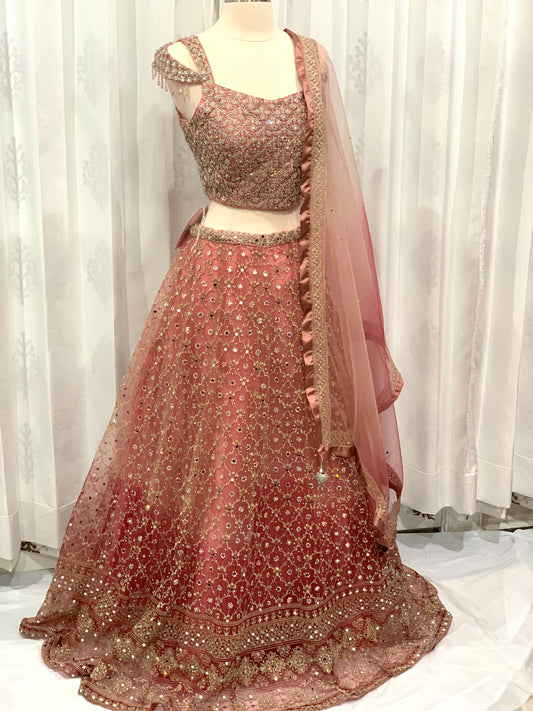 Gorgeous Trendy Wedding Wear Lehanga set pink dual shade