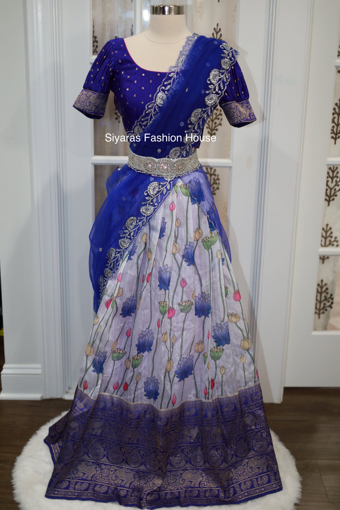 Kalamkari Organza with Sequin weave and Pattu Border for teens and Adults