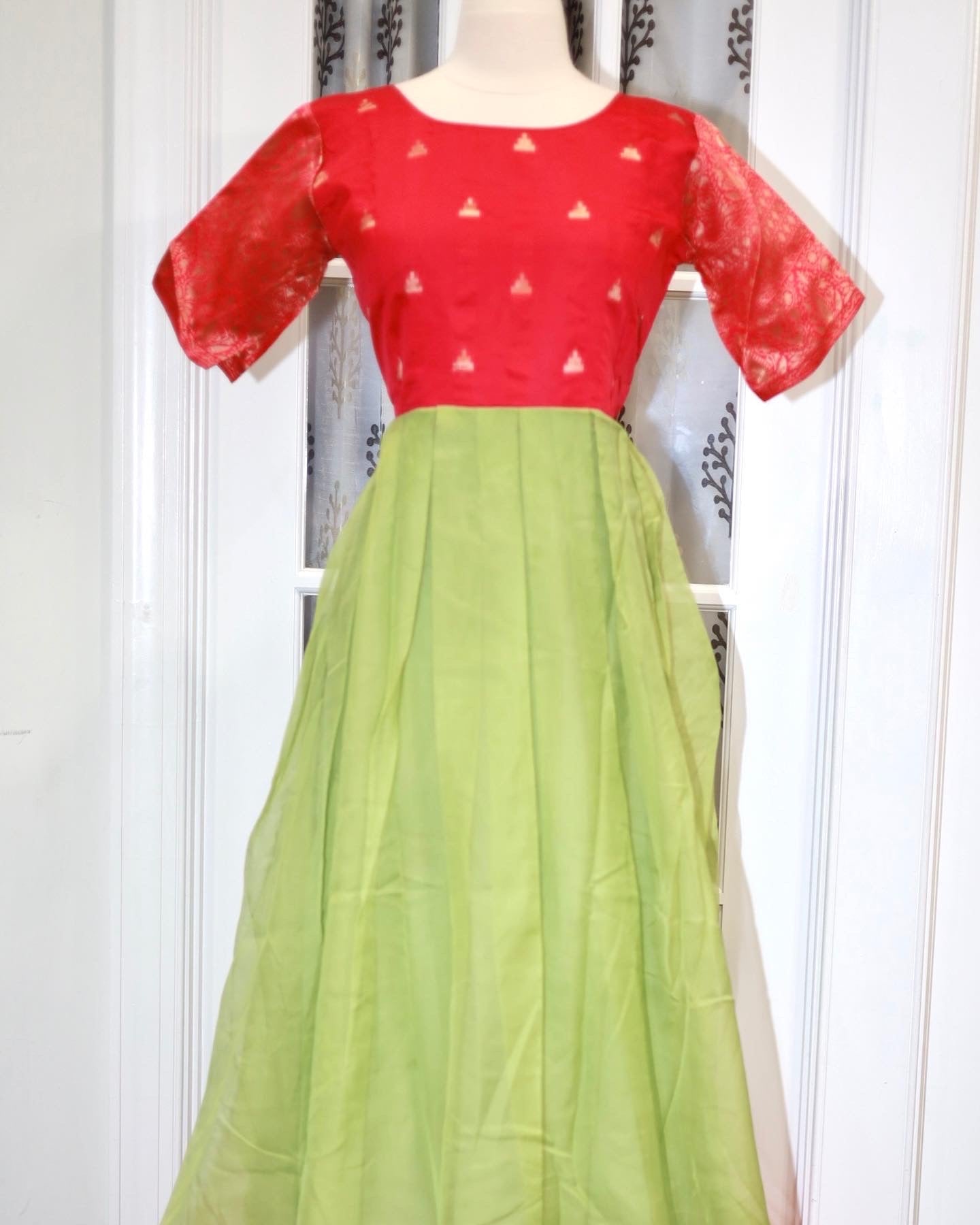 Festive Spl Traditional Long Gown Dress in Liquid Organza fabric. Very light Weight Dress.
