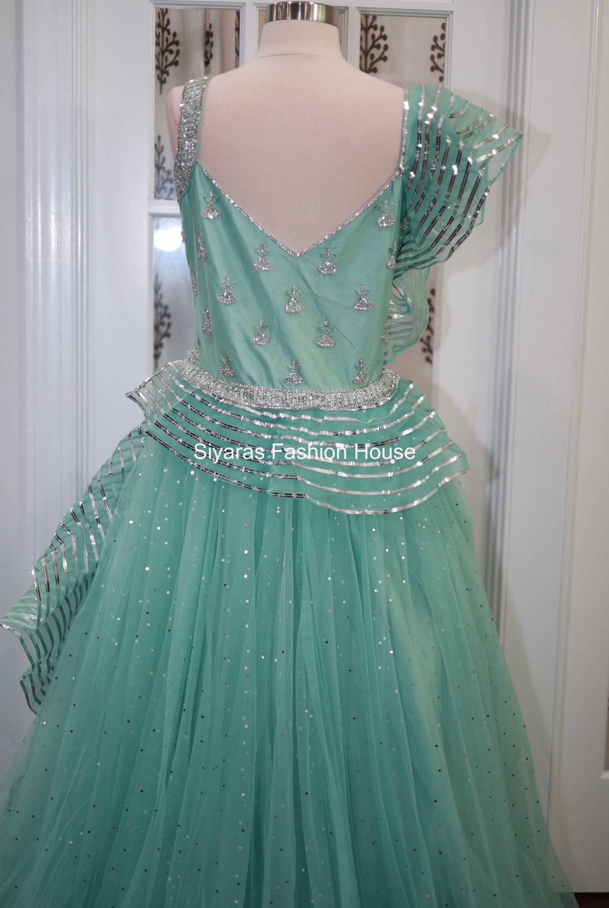 Partywear/Pageant Gown with Metallic stylish Top grand looking