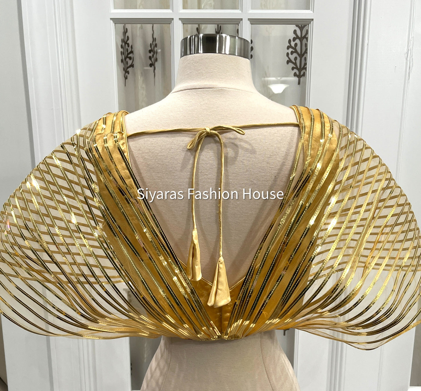 Super chic and trendy Metallic Ballon type Blouse with matching Gold Sequin Skirt