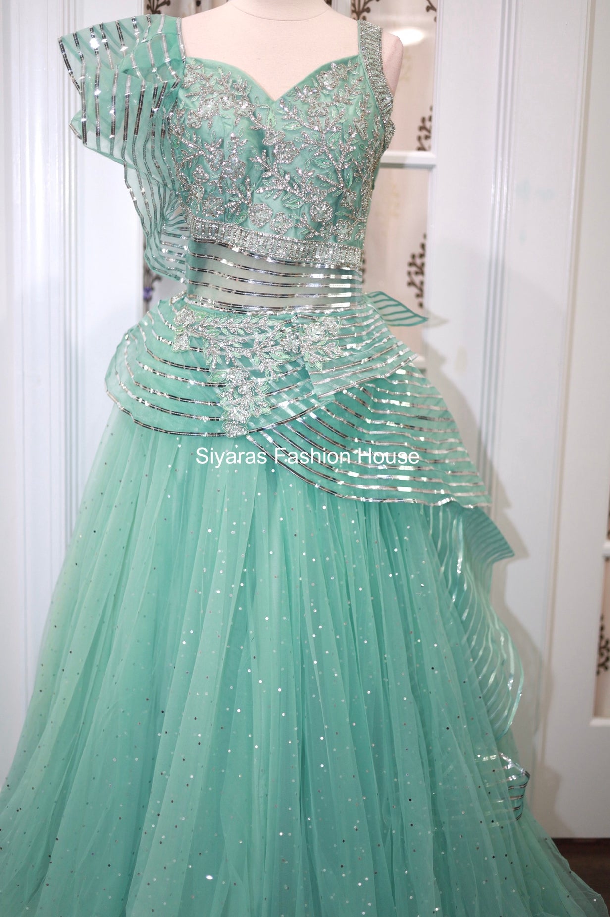 Partywear/Pageant Gown with Metallic stylish Top grand looking