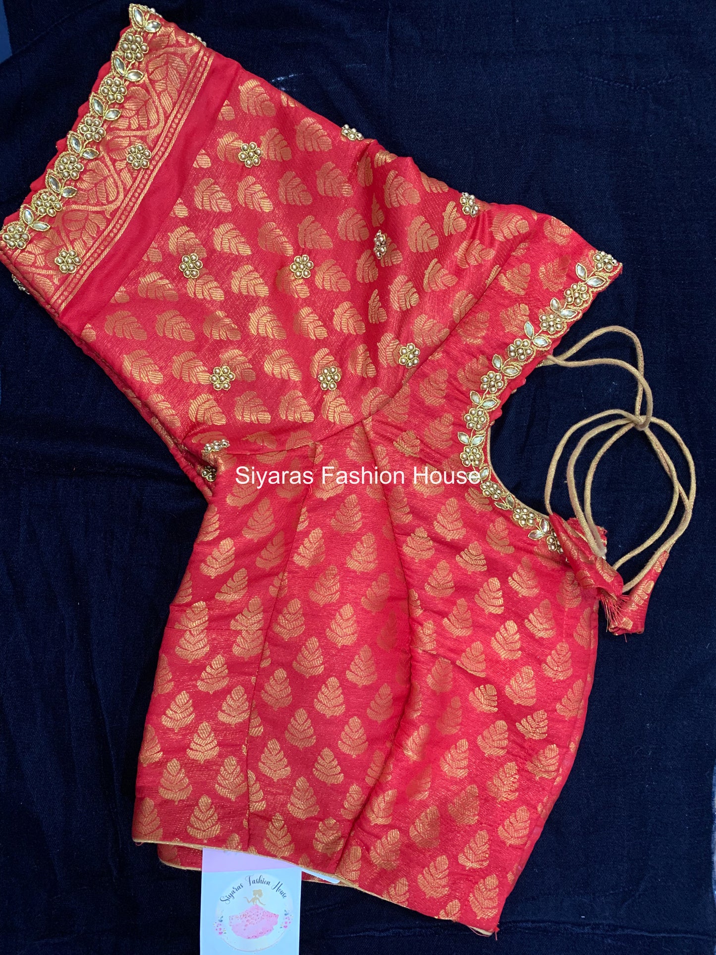 Maggam/Aari work bright red color Stitched Blouse