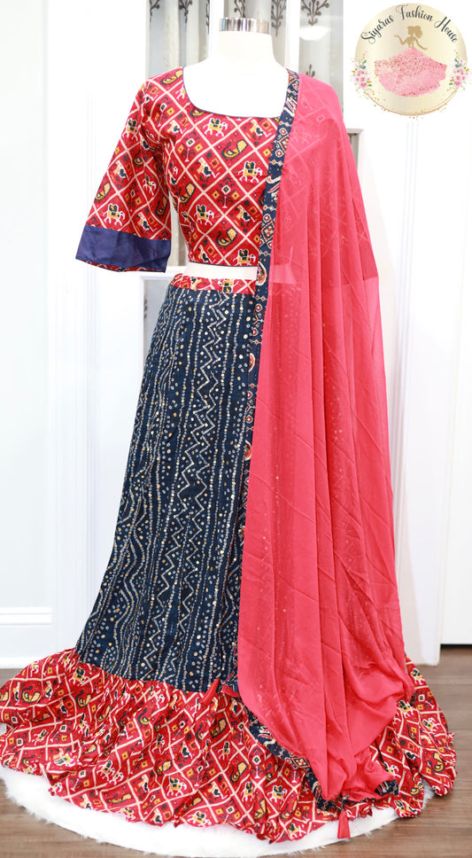 Beautiful Plus size Bandhini  Patola print Chaniya Choli for Navratri garbha dress