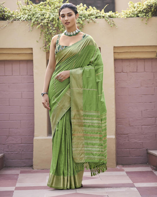 Silk saree with attractive pattern stitched blouse s