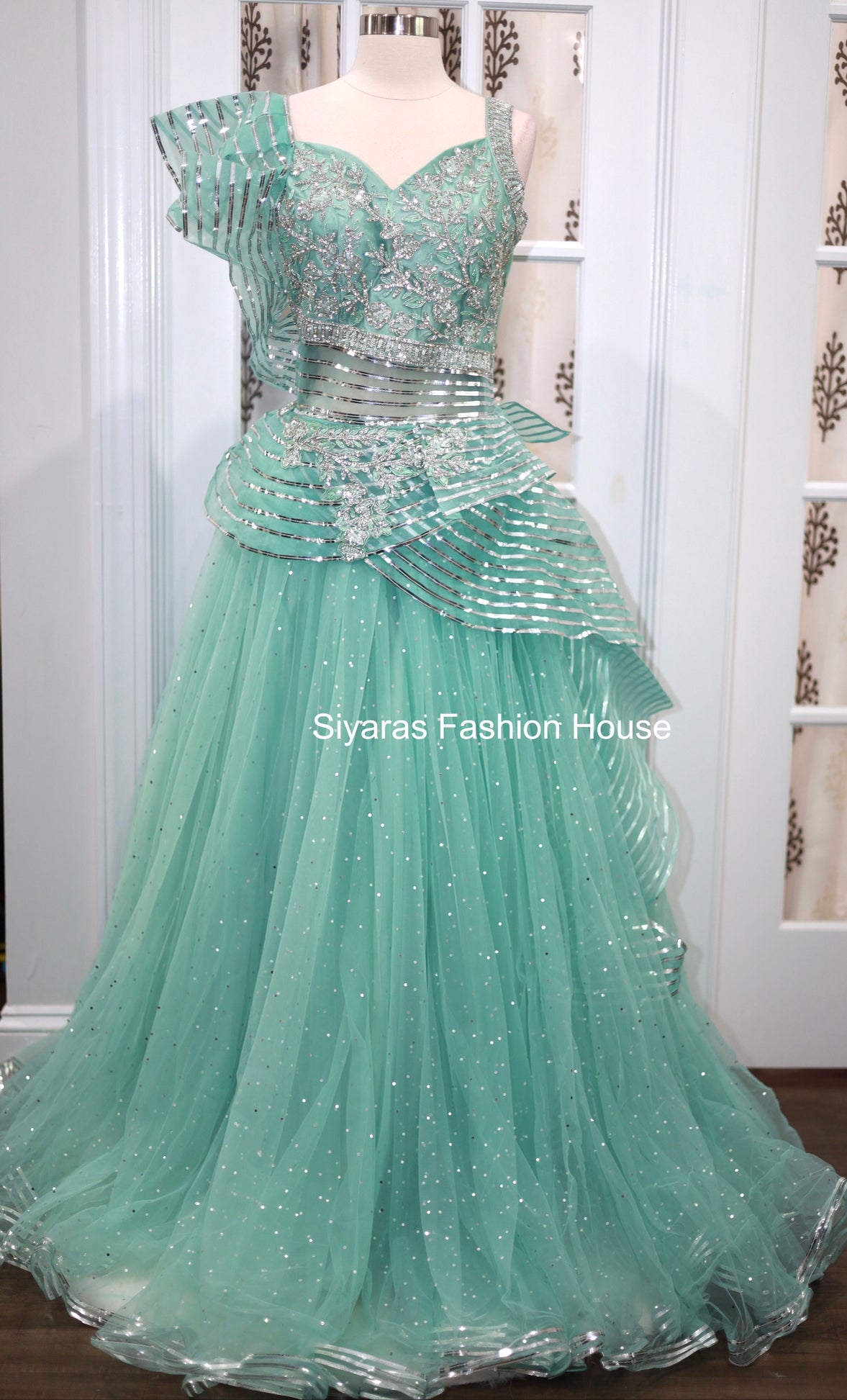 Partywear/Pageant Gown with Metallic stylish Top grand looking