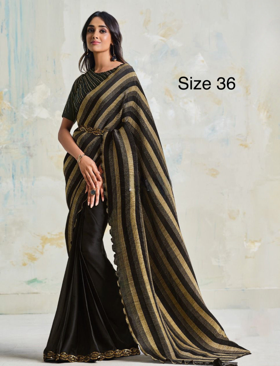 Designer Saree with Stitched Blouse size 36
